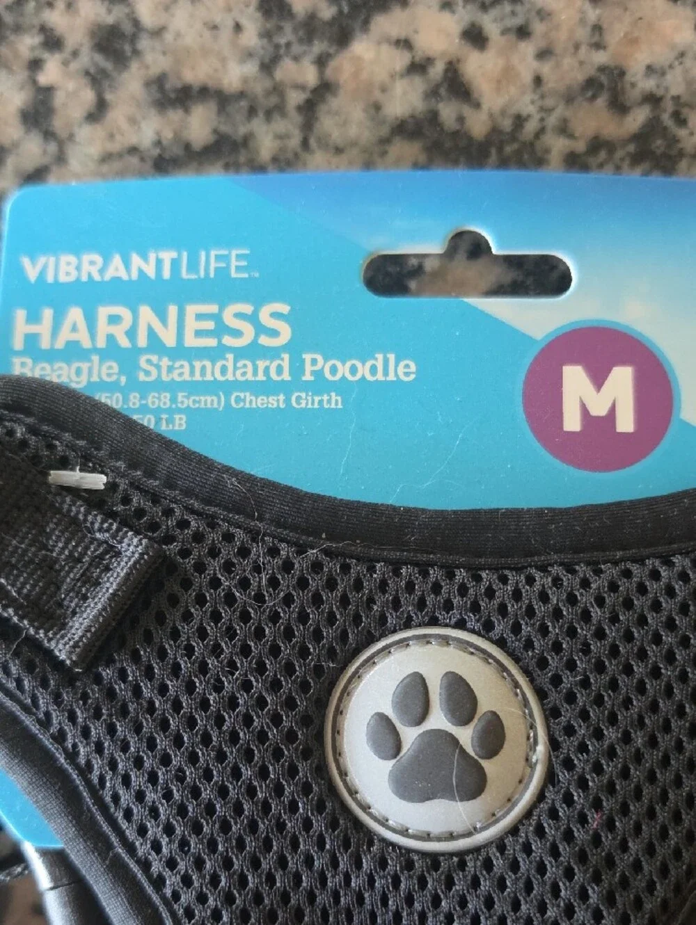 VibrantLife Black Mesh Dog Harness - Medium